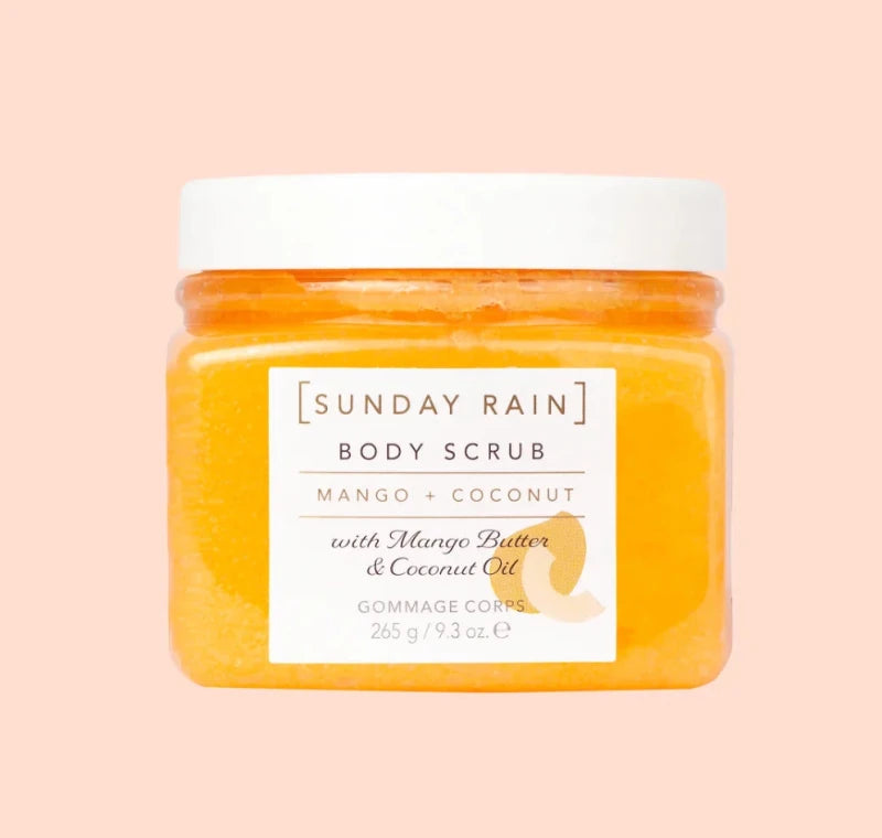 Sunday Rain Polishing Body Scrub for Extra Smooth & Soft Skin, Vegan and Cruelty - Free, Tropical Mango Butter and Coconut Oil, 265g - Body Scrub - British D'sire
