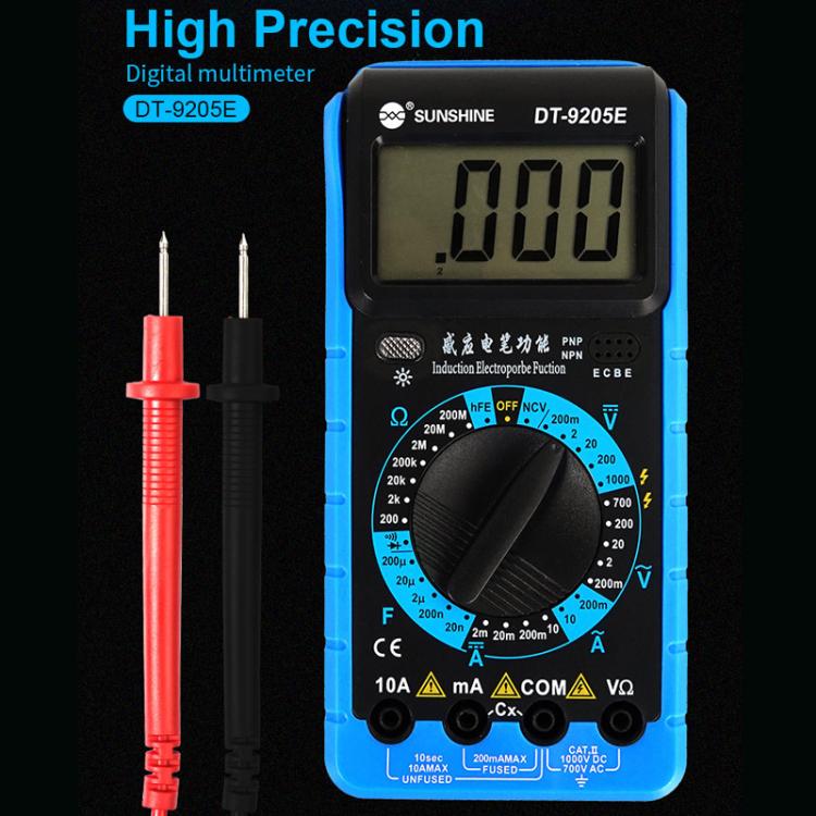 SUNSHINE DT - 9205E High - Precision Digital Multimeter For Measuring Current Voltage Portable Repair Electrician Meter With Burn Protection - British D'sire