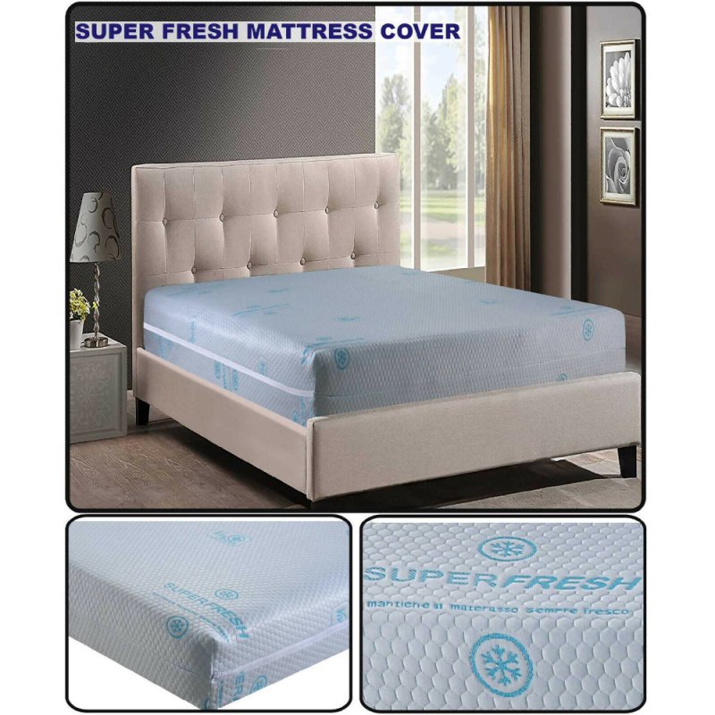 Super Fresh Polygon Pattern Zipped Mattress Protector - Matress Protector - British D'sire