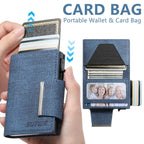 Suteni Denim Buckle Button Automatically Pops Out the Card Box(Blue) - British D'sire