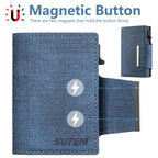 Suteni Denim Buckle Button Automatically Pops Out the Card Box(Blue) - British D'sire