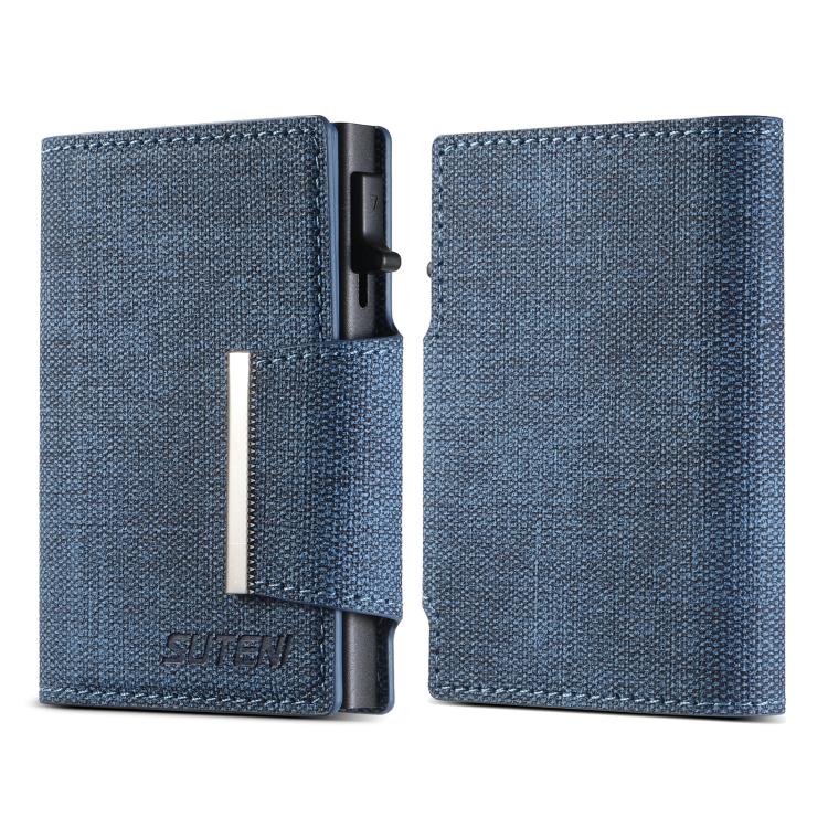 Suteni Denim Buckle Button Automatically Pops Out the Card Box(Blue) - British D'sire