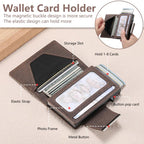 Suteni Denim Buckle Button Automatically Pops Out the Card Box(Brown) - British D'sire