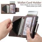 Suteni Denim Buckle Button Automatically Pops Out the Card Box(Brown) - British D'sire