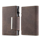 Suteni Denim Buckle Button Automatically Pops Out the Card Box(Brown) - British D'sire