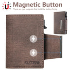 Suteni Denim Buckle Button Automatically Pops Out the Card Box(Brown) - British D'sire