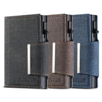 Suteni Denim Buckle Button Automatically Pops Out the Card Box(Brown) - British D'sire