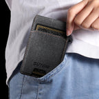 Suteni Denim Pattern Button Automatically Pops Out the Card Box(Black) - British D'sire