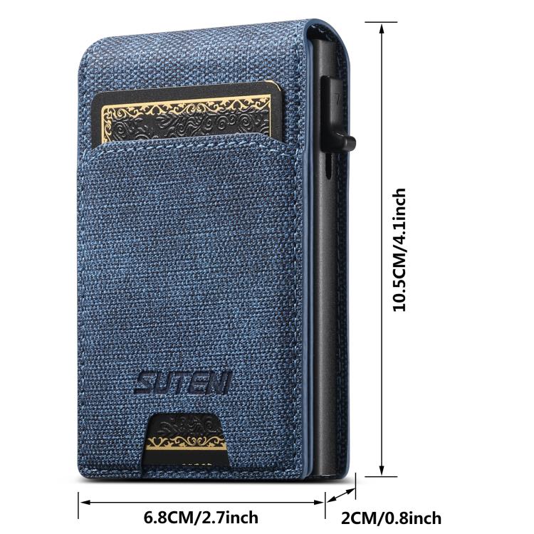 Suteni Denim Pattern Button Automatically Pops Out the Card Box(Blue) Secondary image