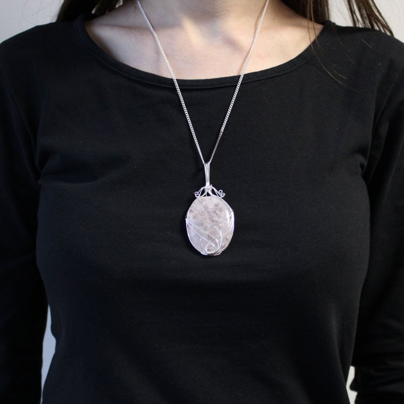Swirl Wrapped Gemstone Necklace - Opalite Secondary image