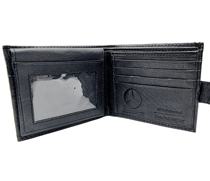 Swolit Merchandise Black Genuine Leather Mercedes Amg Wallet Swolit with Metal AMG, Gift Boxed - British D'sire