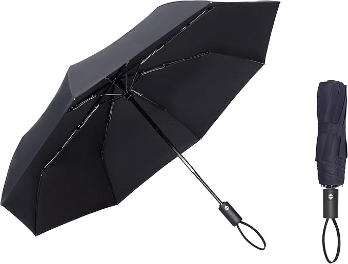 SYNHOK Compact Travel Folding Umbrella,Durable Rain Windproof Portable Umbrella with Strong Ribs Reinforced Canopy Ergonomic Handle Auto Open/Close -Man & Woman Secondary image