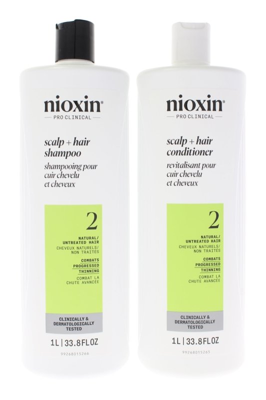 System 2 Duo by Nioxin for Unisex - 2 x 33.8 oz Shampoo, Conditioner - 33.8oz Shampoo, 33.8oz Conditioner - British D'sire