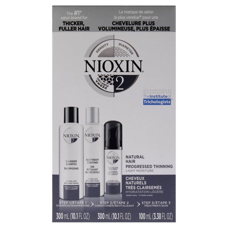 System 2 Kit by Nioxin for Unisex - 3 Pc 10.1oz Cleanser Shampoo, 10.1 oz Scalp Therapy Conditioner, 3.38oz Scalp and Hair Treatment - 10.1oz Cleanser Shampoo, 10.1 oz Scalp Therapy Conditioner, 3.38oz Scalp and Hair Treatment - British D'sire