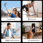 T01 Photography Mini Selfie Stick 69cm Extendable Tripod Bluetooth Remote Phone Holder Stand - Tripod - British D'sire