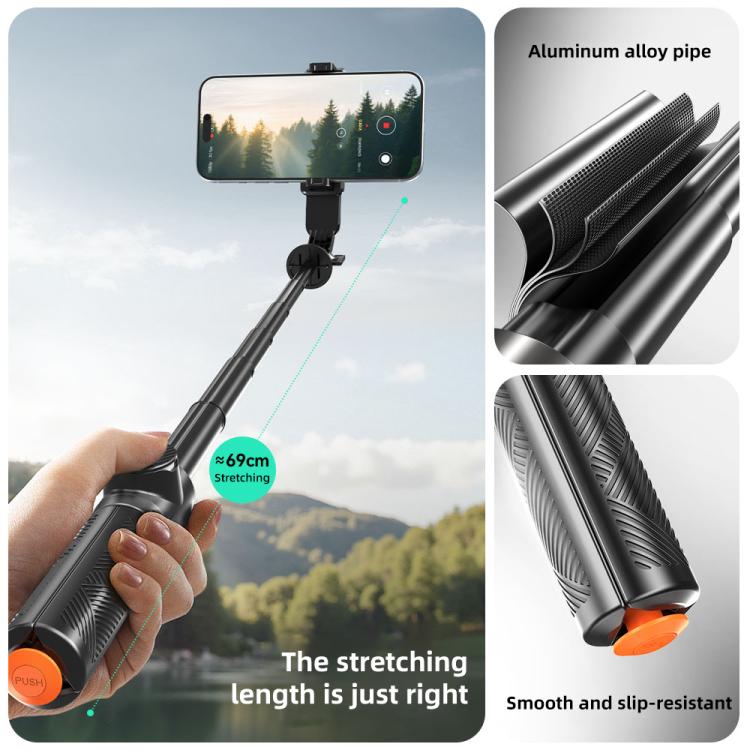 T01 Photography Mini Selfie Stick 69cm Extendable Tripod Bluetooth Remote Phone Holder Stand - Tripod - British D'sire