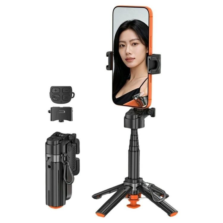 T13Y Auto Open Zinc Alloy Phone Handle Holder Bluetooth Selfie Stick Extendable Tripod(Black) - Phone Handle - British D'sire