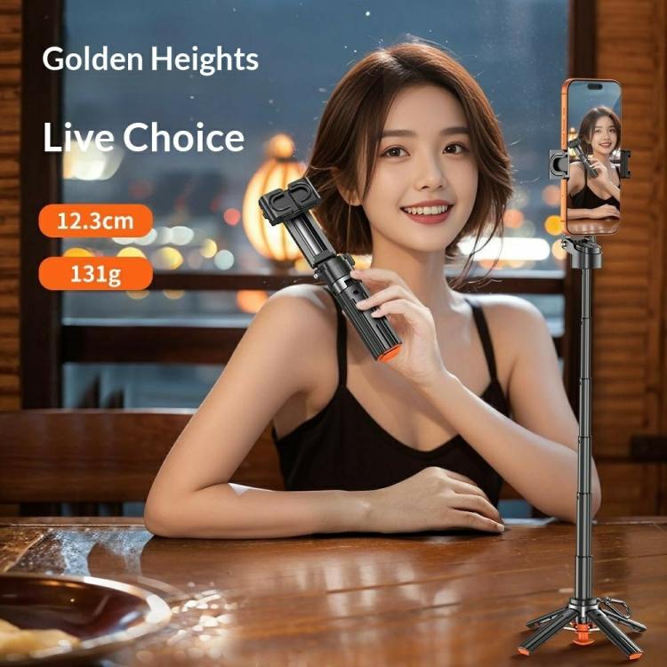 T13Y Auto Open Zinc Alloy Phone Handle Holder Bluetooth Selfie Stick Extendable Tripod(Black) - Phone Handle - British D'sire