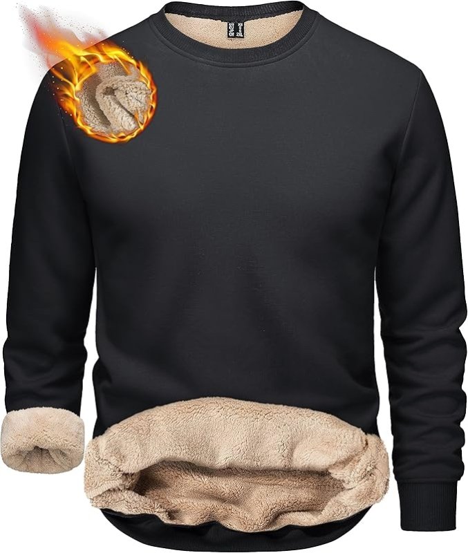 TACVASEN Men's Sweatshirts Warm Fleece Jumpers Sherpa Lined Pullover Sweater Classic Cotton Winter Sweatshirt - Hoodies & Sweatshirts - British D'sire