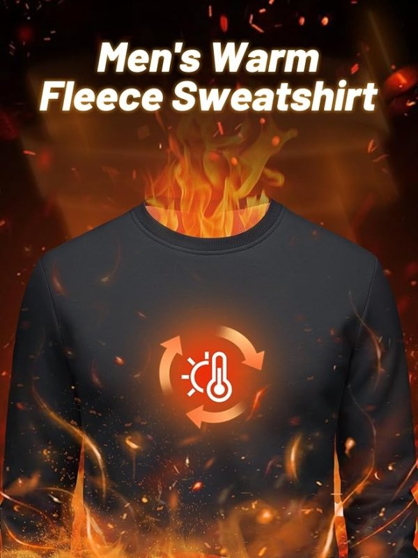 TACVASEN Men's Sweatshirts Warm Fleece Jumpers Sherpa Lined Pullover Sweater Classic Cotton Winter Sweatshirt Secondary image