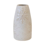 Tall Frosted Snowflake Vase Seasonal Ceramic Vase - Christmas Decor - British D'sire