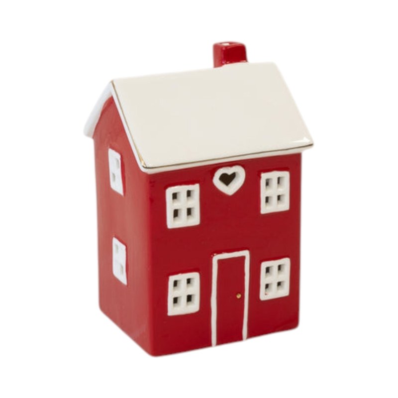 Tall Red Ceramic LED Heart House - Figurines - British D'sire