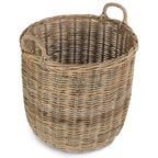 Tall Round Fireside Grey Rattan Log Basket - Log Baskets - British D'sire