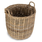Tall Round Fireside Grey Rattan Log Basket - Log Baskets - British D'sire