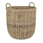 Tall Round Fireside Grey Rattan Log Basket - Log Baskets - British D'sire