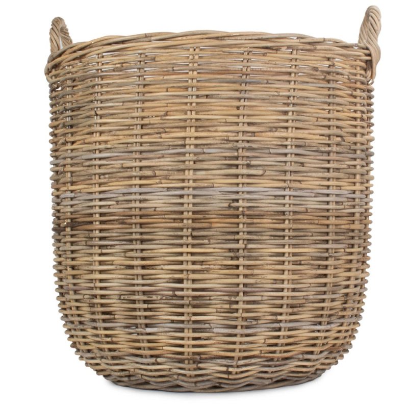 Tall Round Fireside Grey Rattan Log Basket - Log Baskets - British D'sire