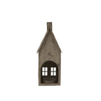 Tall Rustic Metal House Tealight With Glass Votive - Candle Holder - British D'sire