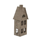 Tall Rustic Metal House Tealight With Glass Votive - Candle Holder - British D'sire