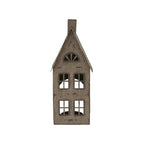 Tall Rustic Metal House Tealight With Glass Votive - Candle Holder - British D'sire
