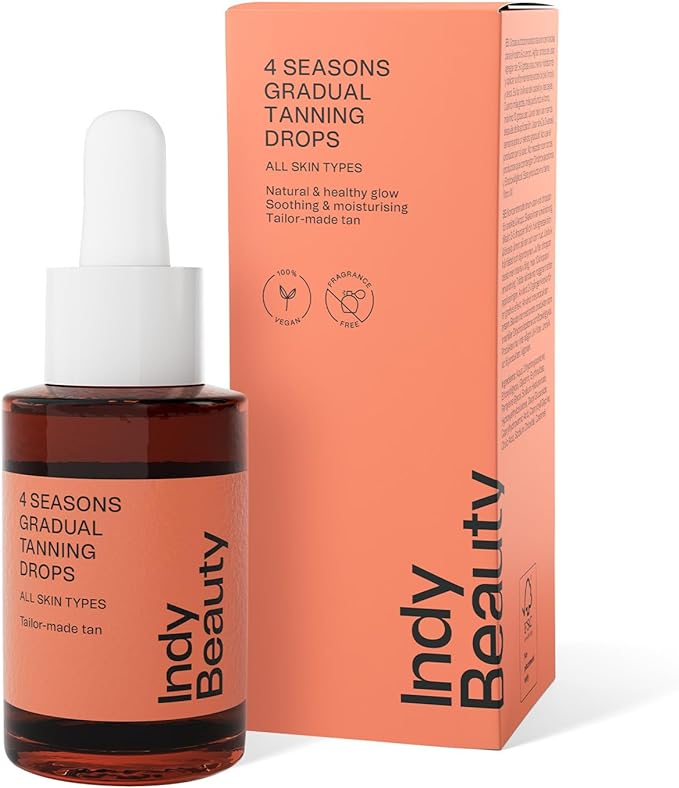 Tanning Drops, 30ml - Fake Tan Bronzing Drops for Face & Body - Add Self Tanning Drops to Skin Care - 100% Vegan & Fragrance-Free - All Skin Types - Natural & Gradual Tan Moisturiser - Indy Beauty - British D'sire Main image