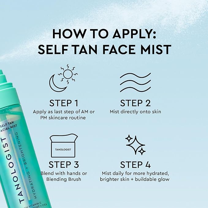 Tanologist Self-Tan Hydrating and Brightening Face Mist, 100ml - British D'sire