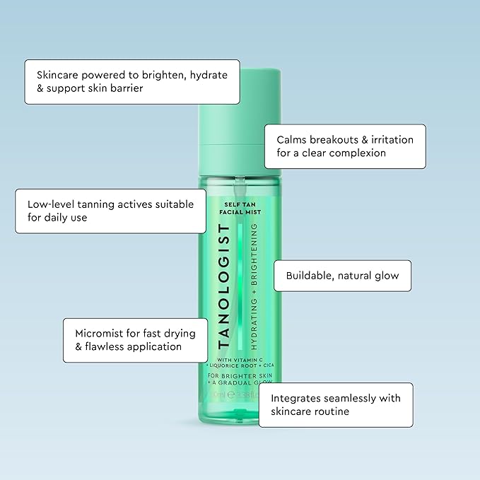 Tanologist Self-Tan Hydrating and Brightening Face Mist, 100ml - British D'sire