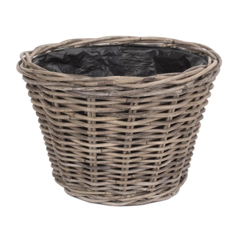 Tapered Rattan Round Planter with Plastic Lining Secondary image