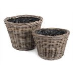 Tapered Rattan Round Planter with Plastic Lining - Trugs - British D'sire
