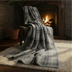 Tartan Check Soft Feel Print Christmas Throw Blanket Home Decor Gift - Grey - British D'sire