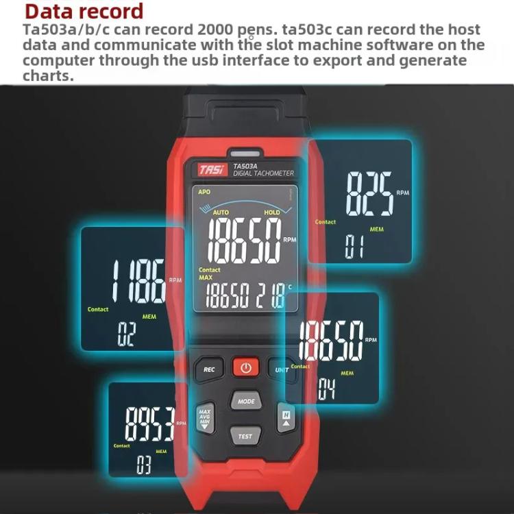 TASI Contact and Non - contact Dual Use Portable Measuring Speed Meter Digital Display Laser Tachometer - British D'sire