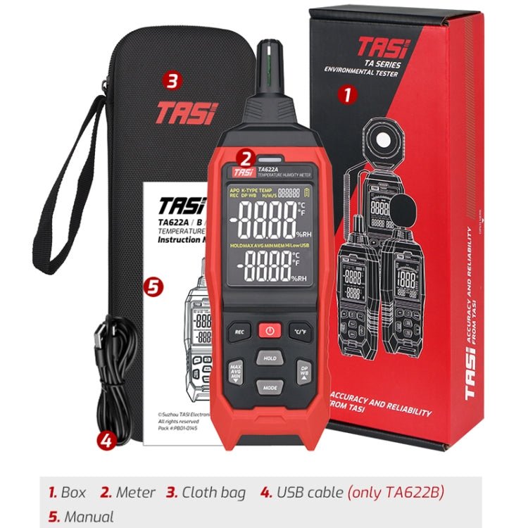 TASI TA622B USB Computer Connection Temperature Humidity Meter Digital Dew Point Thermometer - British D'sire