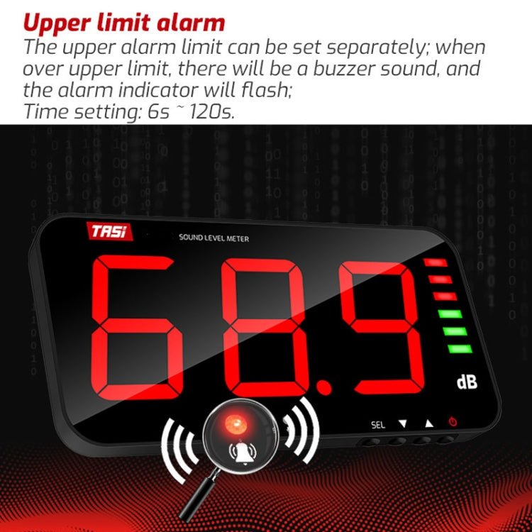 TASI TA653A Large Screen Wall - Mounted Noise Meter Decibel Detector - British D'sire