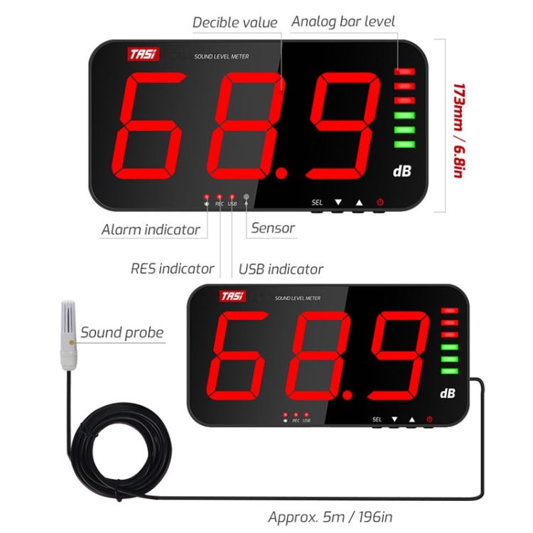 TASI TA653A Large Screen Wall-Mounted Noise Meter Decibel Detector Secondary image