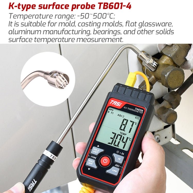 TASI TB601 - 4 Elbow Surface Thermocouple K - Type Probe Use With Thermometer - British D'sire