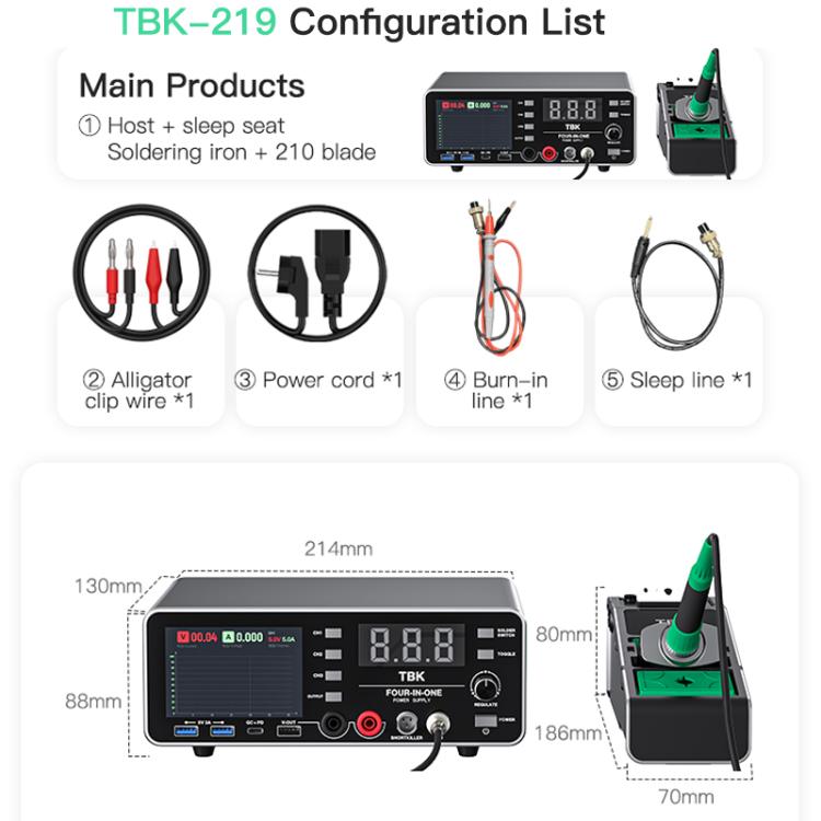TBK - 219 20V / 5A All - purpose Integrated Workstation Power Supply with C210 Soldering Iron, Plug:US Plug - British D'sire