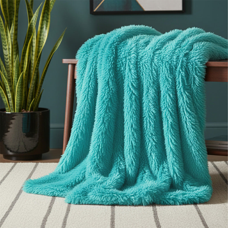 Cuddly Extra Fluffy Throw Ultra Soft Plush Blanket for Sofa Bed Home Decor - White