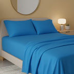 Flannelette Flat Sheet Soft Brushed Cotton Bedding for Warmth Comfort - Super King - Blue
