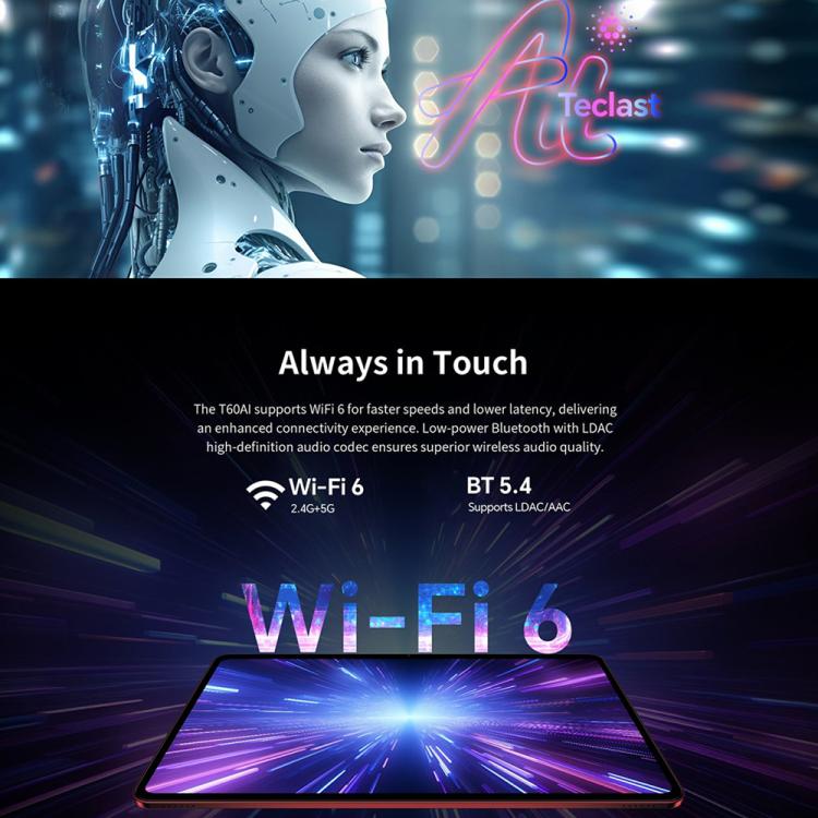 Teclast T60AI WiFi Tablet PC, 6GB+128GB, 12 inch Android 15 Allwinner A733 Octa Core with NPU - British D'sire
