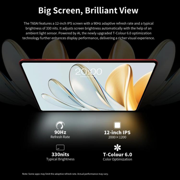 Teclast T60AI WiFi Tablet PC, 6GB+128GB, 12 inch Android 15 Allwinner A733 Octa Core with NPU - British D'sire