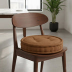 Teddy Fabric Round Booster Cushion Soft Seat Riser Pad for Dining Chair - Beige - British D'sire